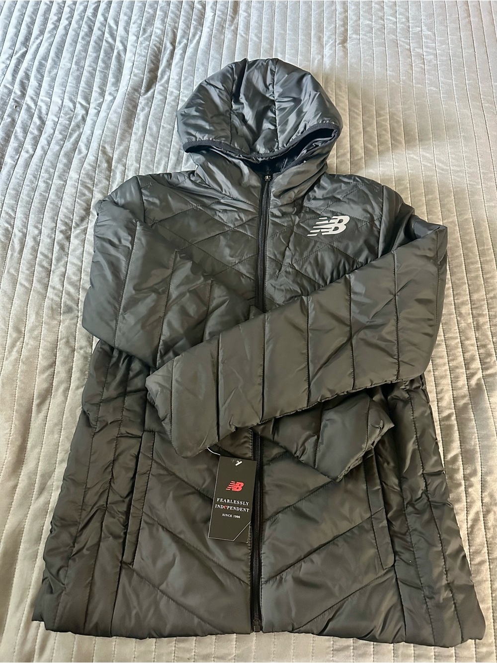New Balance Black Quilted Hooded Puffer Jacket